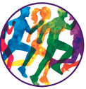 Image:  colorful clipart of people running